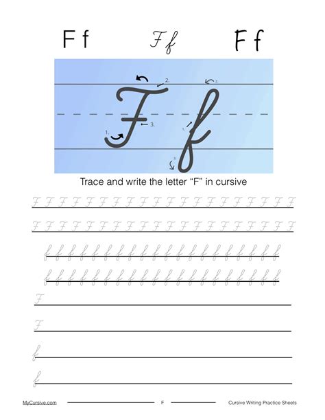Cursive F: How to write F in Cursive .
